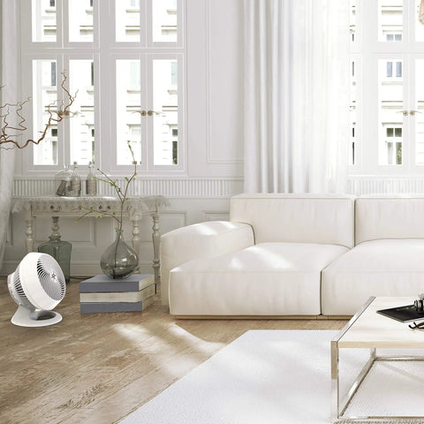 Slip Into Cool Vibes With Slick White Whole Room Air Circulator Fan Harnessing Heavy Duty Vortex Airflow, Four Smooth Speed Settings, And Ninety Degree Tilt To Chase Off The Summer Heat Wherever You Hang