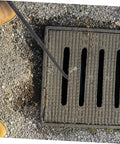 Heavy Duty Manhole Cover Lifter Hook Rock Solid Steel Build With Secure Comfort Handle And Slick T Shape Design For Quick Grate Drain Lid And Roller Shutter Access Without Any Fuss At All near a drain grate.