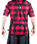 Back view of Deluxe Waxed Canvas Tool Apron For Men And Women With Removable Padded Straps and Crossback Design