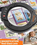 10X Magnifying Glass With Light And Stand, 84 LEDs, showing detailed stamps with clamp and dimmable modes
