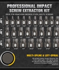 25 Piece 3/8 Inch Drive Impact Bolt Extractor Set With Heavy Duty Case for removing broken studs bolts screws hex head.