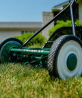 16 Inch 7 Blade Reel Lawn Mower With Grass Catcher For Bermuda Zoysia And Tiff Short Grass Types Eco Friendly Push Mower For Precise Neat Yard Care And Clean Cuts, green steel body