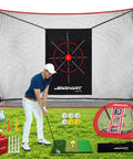 All In One Golf Hitting Net For Backyard And Indoor And Outdoor Use With Foldable Practice Mat Chipping Target 8 Tees And 6 Balls