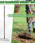 Heavy Duty Garden Rake With 11 Stainless Steel Tines And 68 Inch Handle For Leaves Thatch Debris Clean Up 16.5 Inch Wide Yard Rake demonstration
