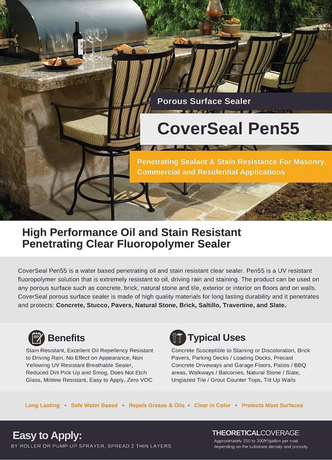 Brochure for Clear Fluoropolymer Sealer That Penetrates To Stop Oil And Stains On Concrete Marble And Terrazzo Perfect For Driveways