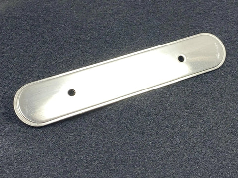 Three Inch Oval Backplate In Brushed Nickel Dope Finish Pack Of Twenty Five For Cabinets Or Doors With Three Mounting Holes And A Slim One Eighth Inch Projection Upgrade Your Space