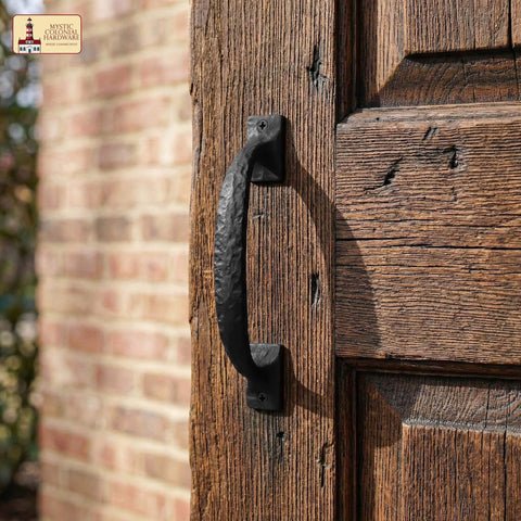 Twisted Grip Mystic Colonial Rustic 6.5 Inch Barn Door Handle Pull For Sliding Barn Doors Built Tough With Black Wrought Iron For Wooden Gates Garages Sheds And Farmhouse Furniture