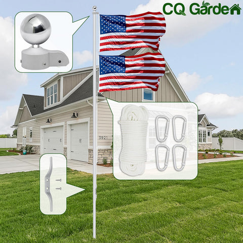 Garden Flag Pole Pulley And Rope Kit For 2 To 2.6 Inch Poles 50 Ft Nylon Rope 3.5 Inch Topper Cast Aluminum Flag Pole Truck