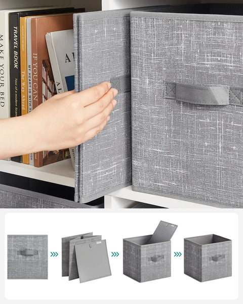 Rock Solid Foldable Storage Cubes Set Of 6, Durable 11 Inch Closet Organizers With Reinforced Handles Heavy Duty Textile Boxes Straight Up Gonna Organize Your Home Office Bedroom Walk In Closet Space Saver No Sweat Today