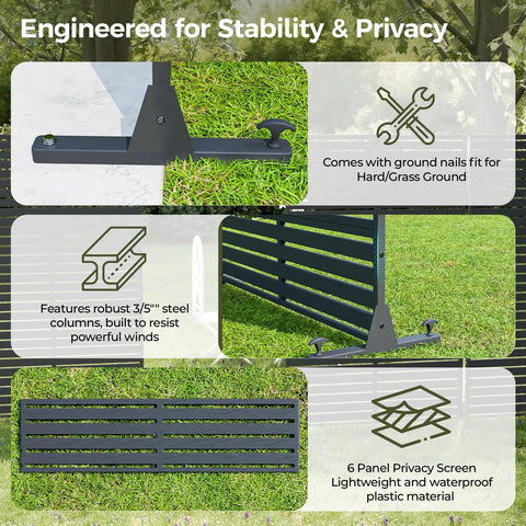 Outdoor Privacy Screen 72 Inch High By 47 Inch Wide Freestanding Decorative Panel With Stand Weather Resistant Divider Fence product features
