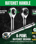One Quarter Inch Drive Socket Set With 216 Piece Quick Release Ratchet, SuperKrome Finish, Pro Grade CR V Construction