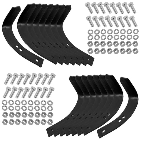 Six Inch Tiller Tine Set For Troy Bilt Lawn Tiller Replacement Kit 1901118A 1901118 with bolts and nuts visible