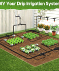 Efficient Drip Irrigation Kit For Garden And Greenhouse 240 Feet Auto Watering System in garden setup with tubing