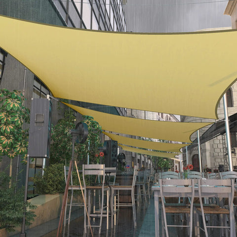 Beige 7 By 12 Ft Waterproof Sun Shade Sail UPF50 Plus Canopy Awning Shelter For Outdoor Patio Garden And Carport UV Block 95 Percent