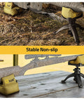 Lightweight Rifle Shooting Rest Tripod With Front And Rear Bench Bags, adjustable height, on outdoor grass and table base