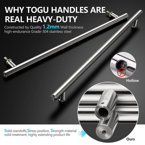 Heavy Duty 18 Inch Stainless Steel Door Pull Handle Built Tough With Solid Mounting Standoffs For Commercial Use Gate And Shower Doors 304 Stainless Brushed Nickel Finish Rust Resistant Easy Install detailed view of construction and material