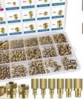 SAE Threaded Inserts Kit With Brass Heat Set Inserts For Plastic And 3D Printing, Includes 2-56 4-40 6-32 8-32 10-32 And 1/4-20 Female Threads