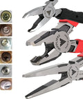 Three Piece Screw Extractor Pliers Set For Stripped And Damaged Screws Includes Eight Inch Lineman Pliers Seven And A Half Inch
