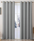 NFPA701 Flame Retardant Blackout Curtain Set For Bedroom And Living Room Light Gray 52 By 63 Inches 2 Panels With Grommets Fluorine Free