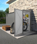 Rugged 4x9.2 Ft Outdoor Storage Shed Made From Galvanized Steel With Lockable Door And Window Waterproof Metal Tool Storage Open