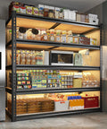 40 Inch Wide Heavy Duty Garage Shelving System With 2500 Pound Capacity Thickened Steel Posts Five Shelf Support Bars Durable Wood Boards Perfect Basement Organization For Tools Parts And Gear, pantry storage