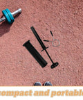 Weight Stack Extender Pin For Gym Gear, heavy duty carbon steel, barbell sleeve adapter on ground with compact design