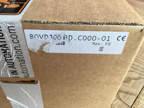 ACOPOSMICRO Inverter Module With 1 Amp Output All In One 2 Digital Inputs And 1 Digital Output Dual Motor Connections Endat 2.2 Support 24 To 64 VDC Range 8 Amp Continuous Current Powerlink Interface For Precise Motion Control. cardboard shipping box label