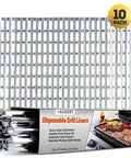 Disposable Aluminum Grill Liners And Grill Toppers For Easy Cleanup And Grate Protection, Heavy Duty BBQ Sheets, 12x20 Inches, 10 Pack