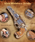 3D Wooden Puzzle Revolver Kit For Adults A Steampunk Mechanical Revolver DIY Assembly Project Unique Gift Idea For Gearheads Collectors And Makers Handcrafted Display Piece With Retro Futuristic Flair, wooden steampunk revolver with leather grip