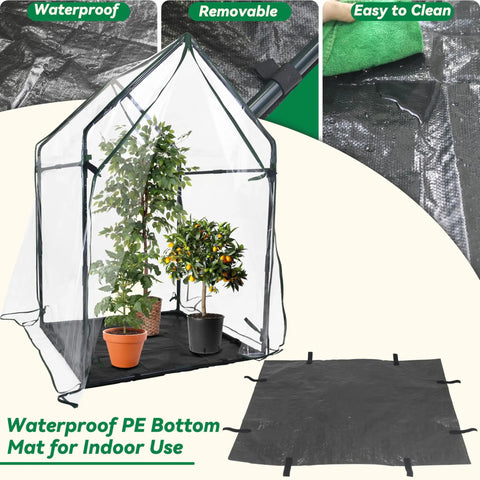 Portable Mini Greenhouse With Waterproof Base And Sturdy Metal Frame, Ready For Indoor Or Outdoor Use, Tall Vertical Design For Tall Plants, Deck Friendly 36 By 36 Inch Footprint, 59.5 Inch Tall
