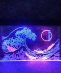 Great Wave Off Kanagawa LED Neon Sign Blue Pink Wall Art Dope Ukiyoe Inspired Neon Light For Living Room Bedroom 12x16 inches