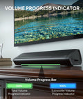 17 inch sound bar with volume progress indicator, part of 2.1 Channel Sound Bar With Subwoofer For TV And PC Gaming Kickin Bass