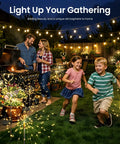 Outdoor Solar Fairy Lights 120 LED Two Pack Warm White Decor For Yard illuminating a backyard family gathering at night