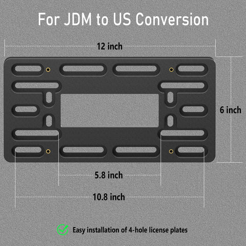 License Plate Bracket Holder Front Mounting Kit For Universal Bumper Tag Frame Adapter dimensions diagram