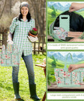 Woman holding All In One Floral Garden Tools Set With Tote Bag Heavy Duty Gardening Kit including gloves and kneeling pad