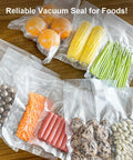 Vacuum Sealer Bags 2 Pack 11x20 Rolls BPA-Free Heavy-Duty filled with various foods for storage and meal prep