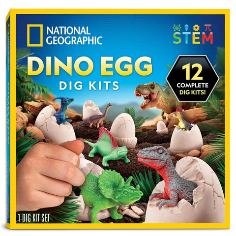 Dino Dig Kit With 12 Dino Shaped Eggs Each Hiding A Figure And An Awesome Full Set Of Digging Tools For Epic Egg Hunts
