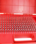 Steel Pin Gauge Set 190-Piece 0.061-0.250 In Range Minus Tolerance 0.0002 In Bearing Steel With Plastic Case in red box