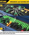 10 Slot Pliers Organizer Rack With Non Slip Rubber Base Extendable Tool Drawer Storage For Pliers And Hand Tools Green Modular Rack Fits 3 Inch Height Tools Keeps Your Gear Accessible And Neat 1 Pack before and after view