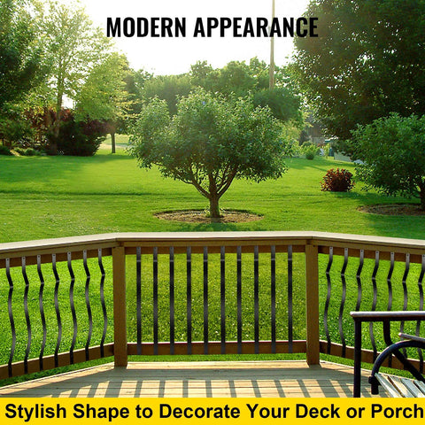 Sturdy Iron Deck Balusters 32.25 Inch Long 1 Inch Spindles 51 Pack installed on outdoor porch railing under sunny sky