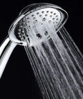 Square 6 Setting High Pressure Hand Shower With Extra Long 72 Inch Stainless Hose Bracket Solid Brass Fittings All Chrome Finish Premium Handheld Shower Head From A Top American Manufacturer Built To Last shown spraying water