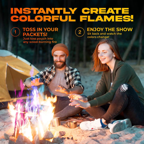 Color Changing Campfire Packets For Fire Pit 50 Pack Rainbow Flames For Outdoor Fireplaces And Bonfires Totally Lit Camping Essential