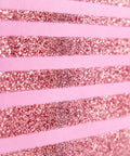 Close-up of pink glitter stripes on a 9-Inch Medium Gift Bag With Tissue Paper In Pink Glitter Stripes For Valentines Day Birthdays Baby Showers