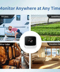 4G Cellular Temperature And Humidity Monitor For RVs And Homes With Preinstalled Global SIM No WiFi Needed Real Time Climate Tracking For Pets And Home Safety Off The Grid used in RV pets, greenhouse, wine cellar, vacation home