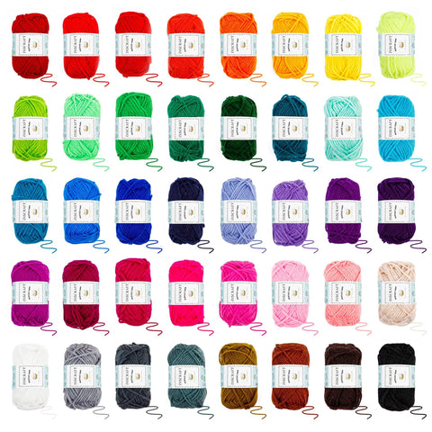 40 color assorted acrylic yarn from 113 Piece Crochet Kit With 1600 Yards Of 40 Color Assorted Acrylic Yarn For Knitting And Crochet
