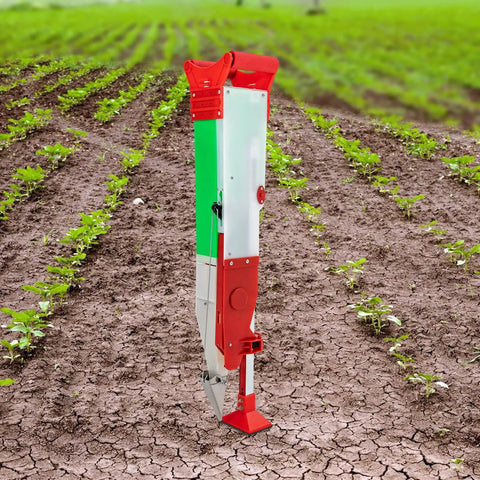 Stand-Up Manual Seeder With Adjustable Depth And Height Easy-Grip Hand Planter in field