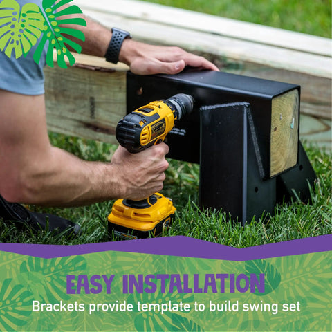 Heavy Duty DIY Wooden Swing Set Kits With Metal Brackets And Hardware For Safe Easy Playset Installation In Your Backyard Built For Years Of Outdoor Family Fun And Durable Everyday Playtime