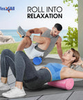 High Density EPP Foam Back Roller For Yoga And Pilates, 36 Inch, Fuschia Rose, used outdoors by man and woman exercising