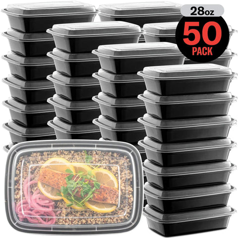 50 Pack Meal Prep Containers With Lids 28 Oz One Compartment To Go Bento Boxes Microwave Safe Dishwasher Safe Freezer Safe BPA Free