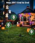 Heavy Duty 25 Foot Outdoor Extension Cord With Triple Waterproof Outlets For Patio Parties And Holiday Displays in a decorated yard.
